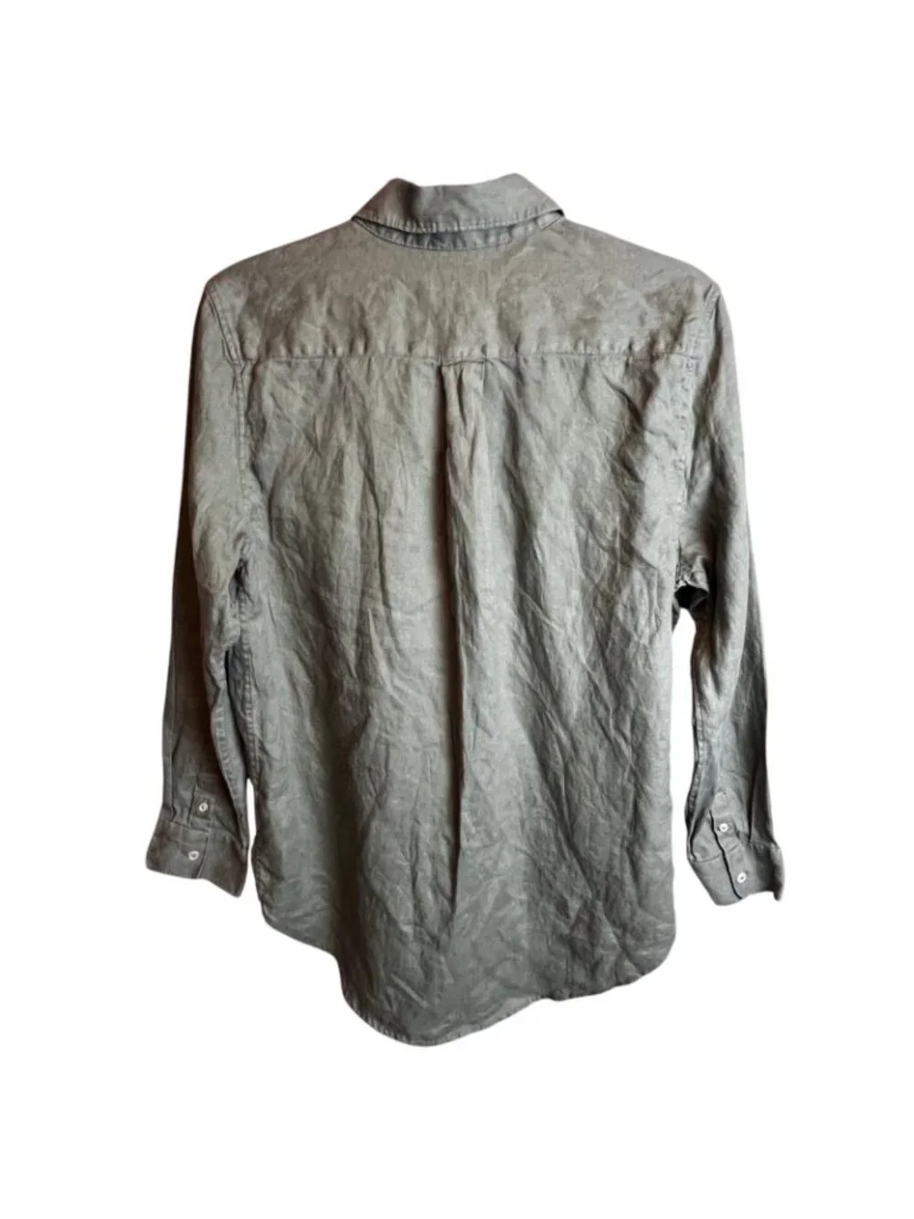 Quince Shirt Womens Medium Green European Linen Long Sleeve Coastal - Picture 3 of 8